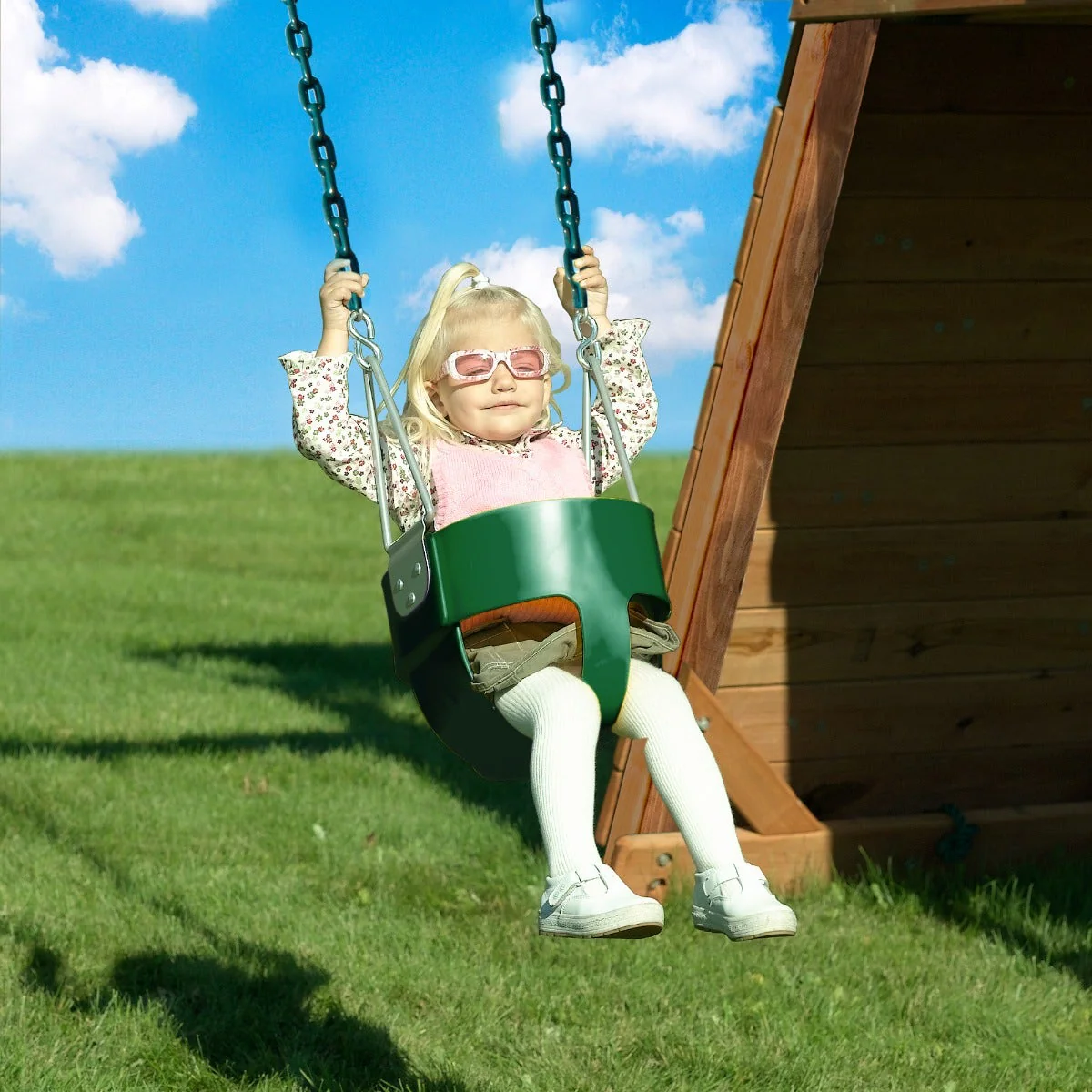 Child Bucket Swing by Swing-N-Slide - Green - Image 2