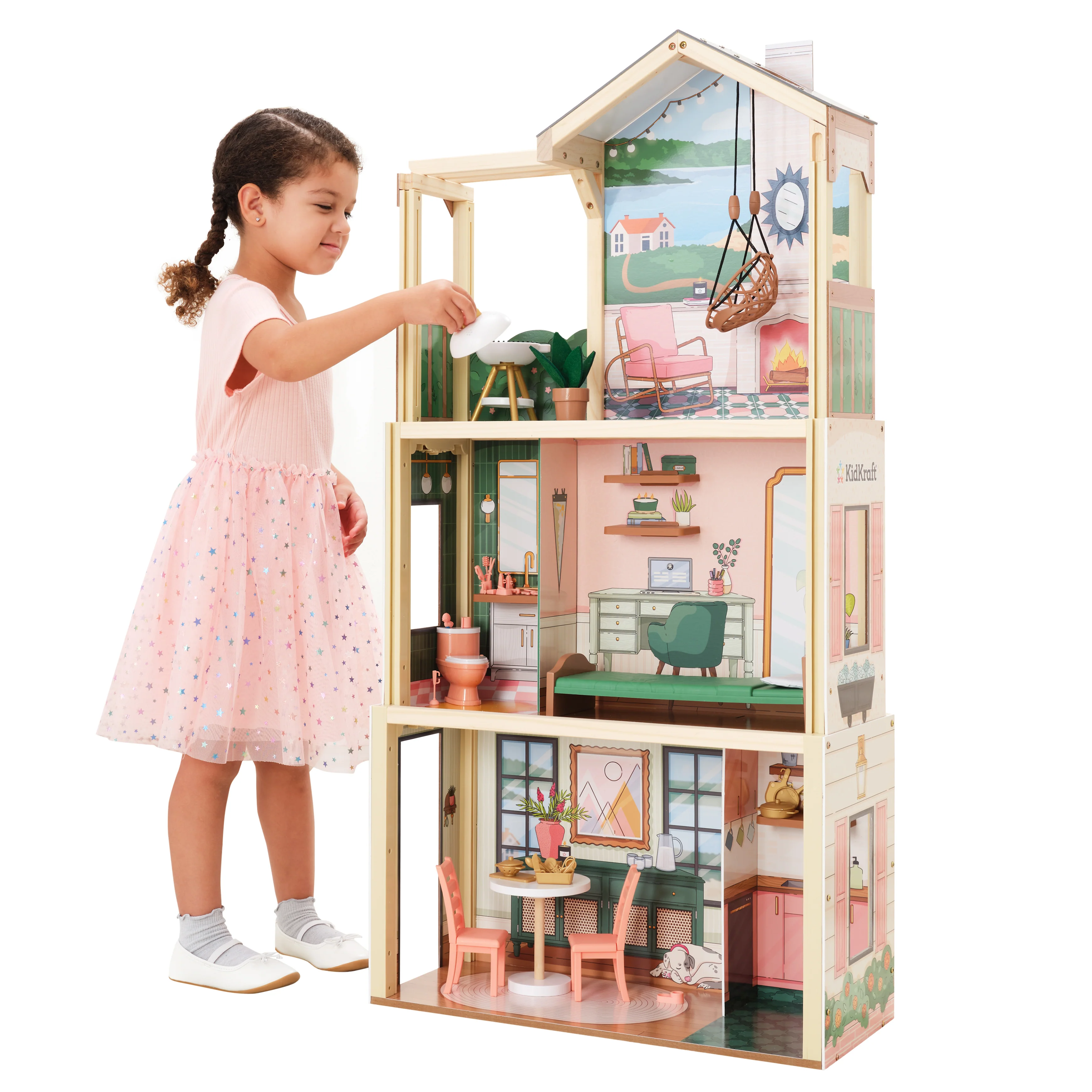 Click & Play Fully Assembled Pop-Up Wooden Dollhouse - Image 14