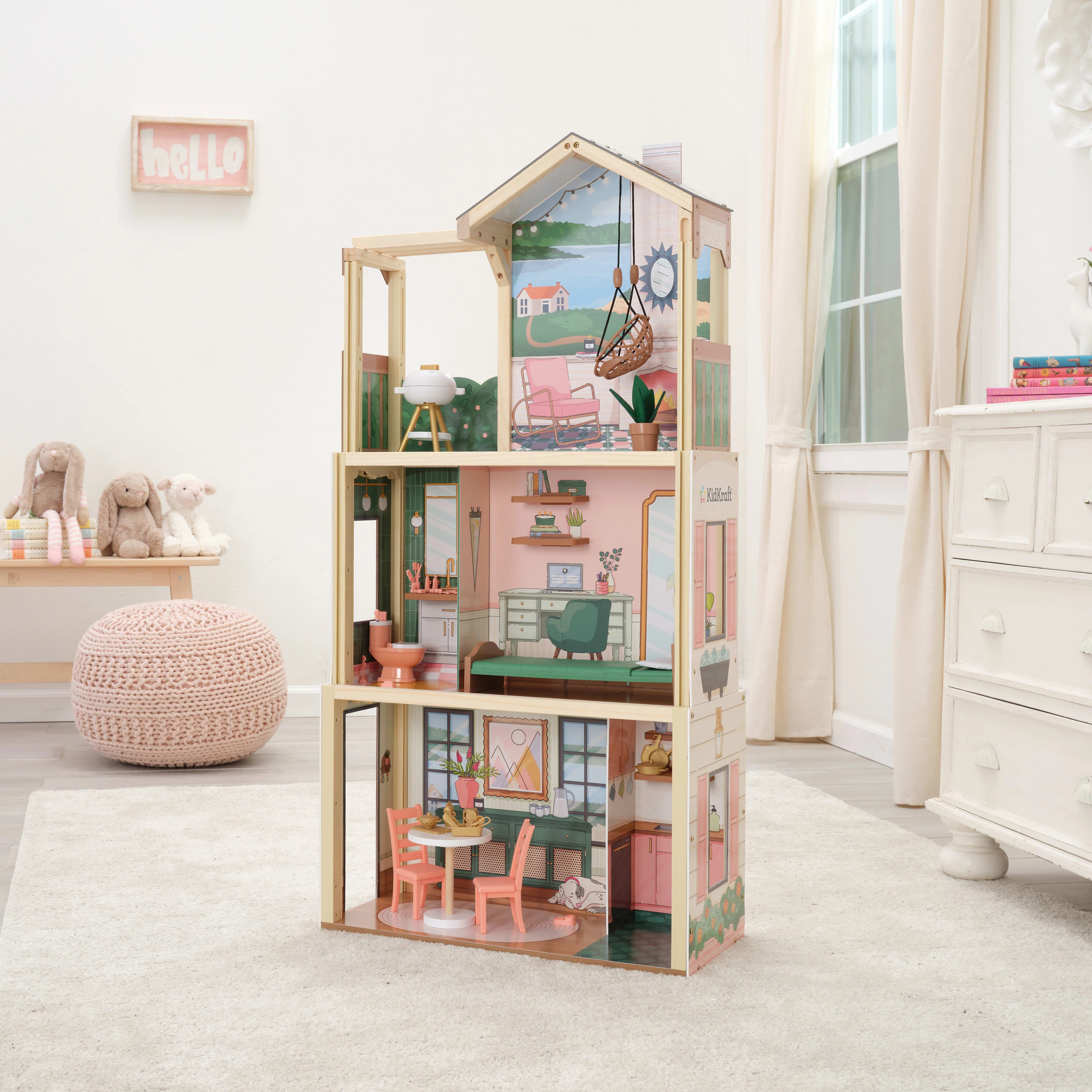 Click & Play Fully Assembled Pop-Up Wooden Dollhouse - Image 3