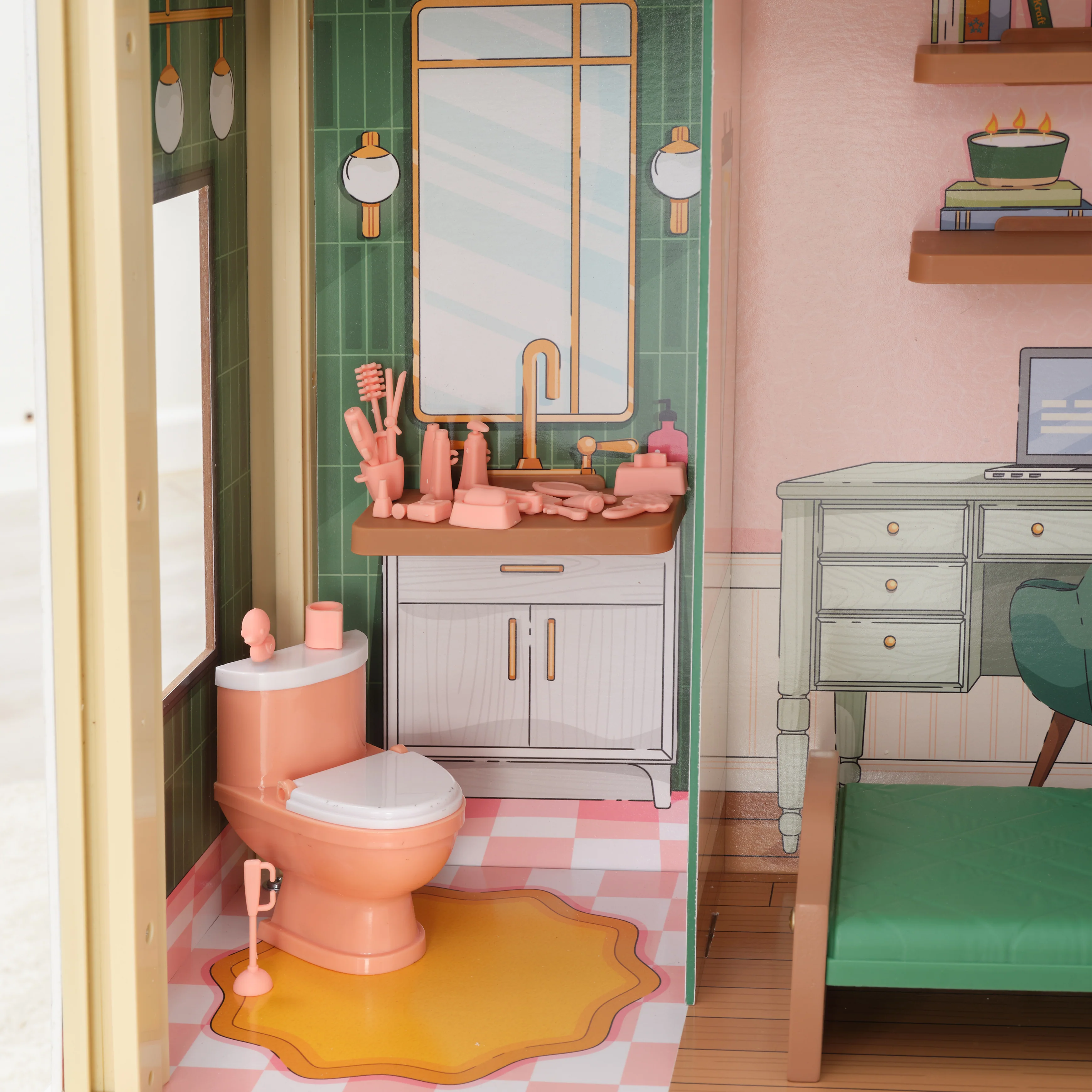 Click & Play Fully Assembled Pop-Up Wooden Dollhouse - Image 5