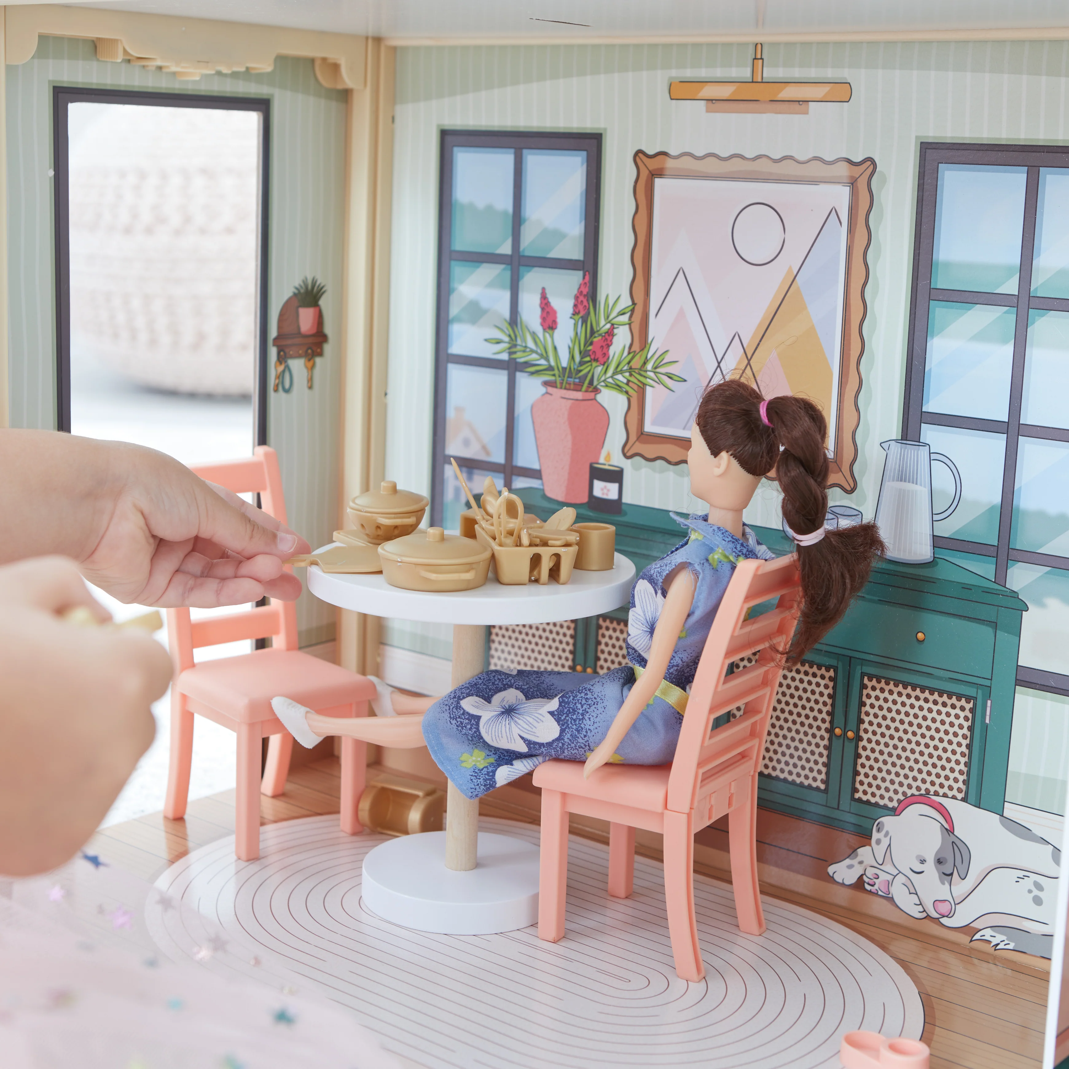 Click & Play Fully Assembled Pop-Up Wooden Dollhouse - Image 6
