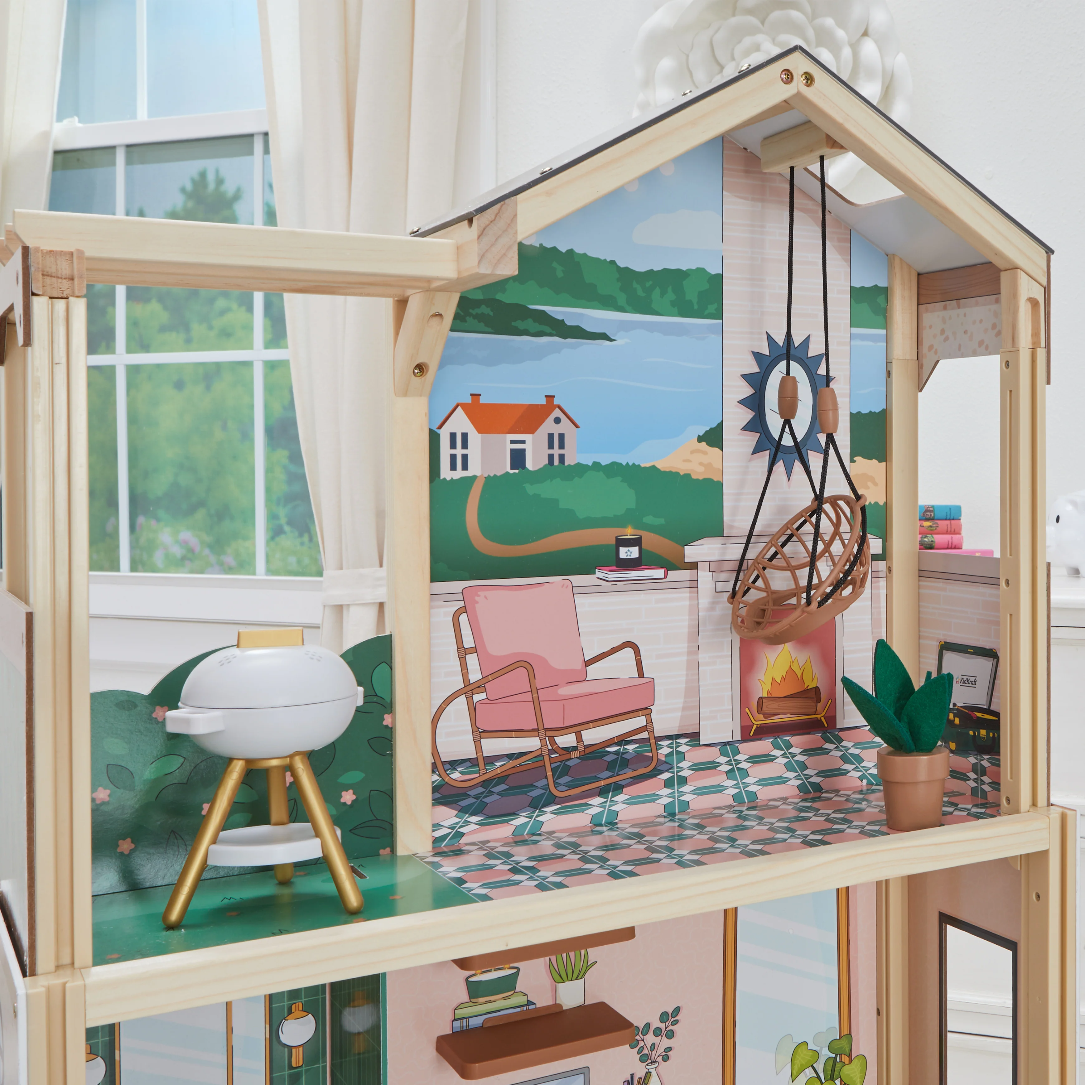 Click & Play Fully Assembled Pop-Up Wooden Dollhouse - Image 8