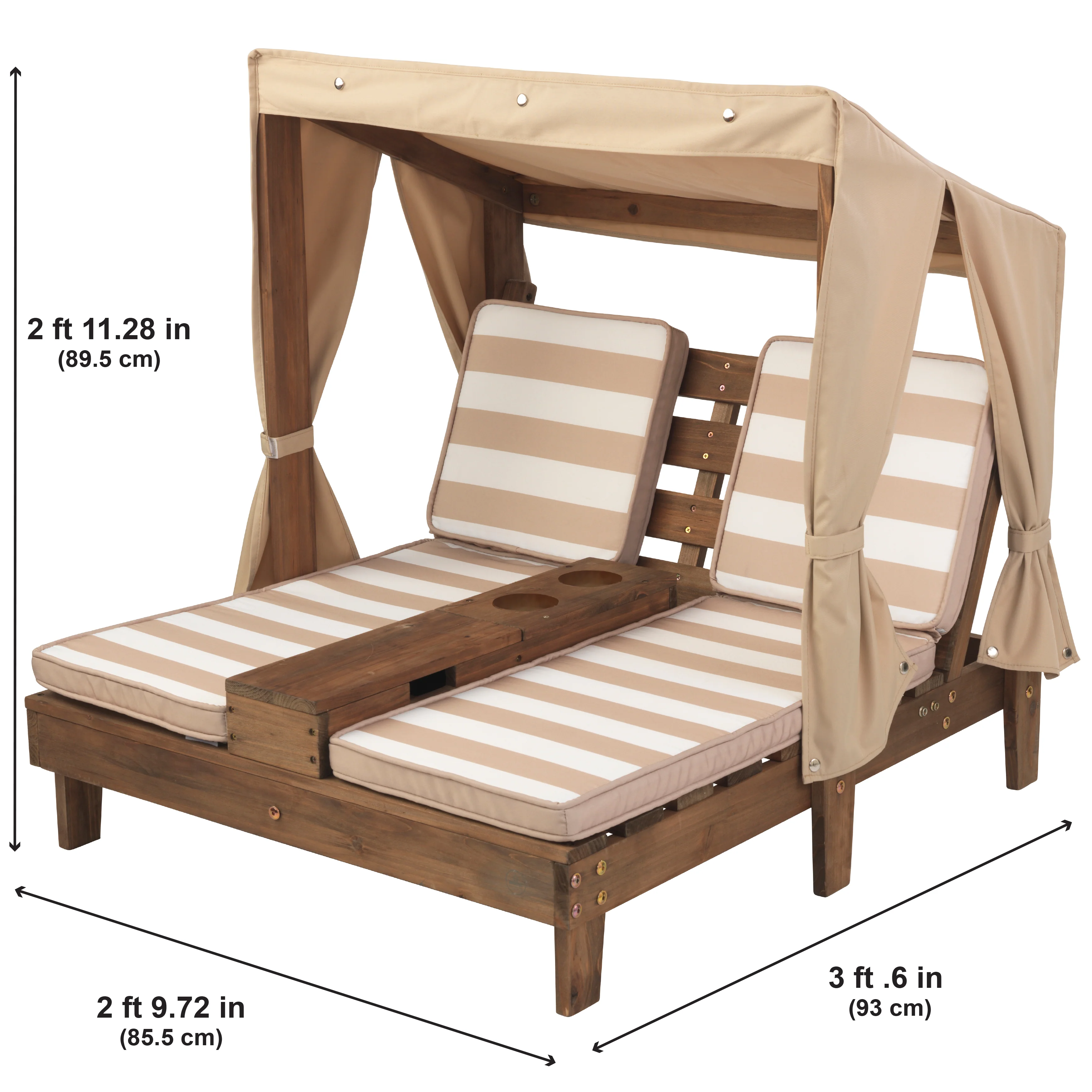 Double Chaise Lounge with Cup Holders - Espresso & Oatmeal - Image 3