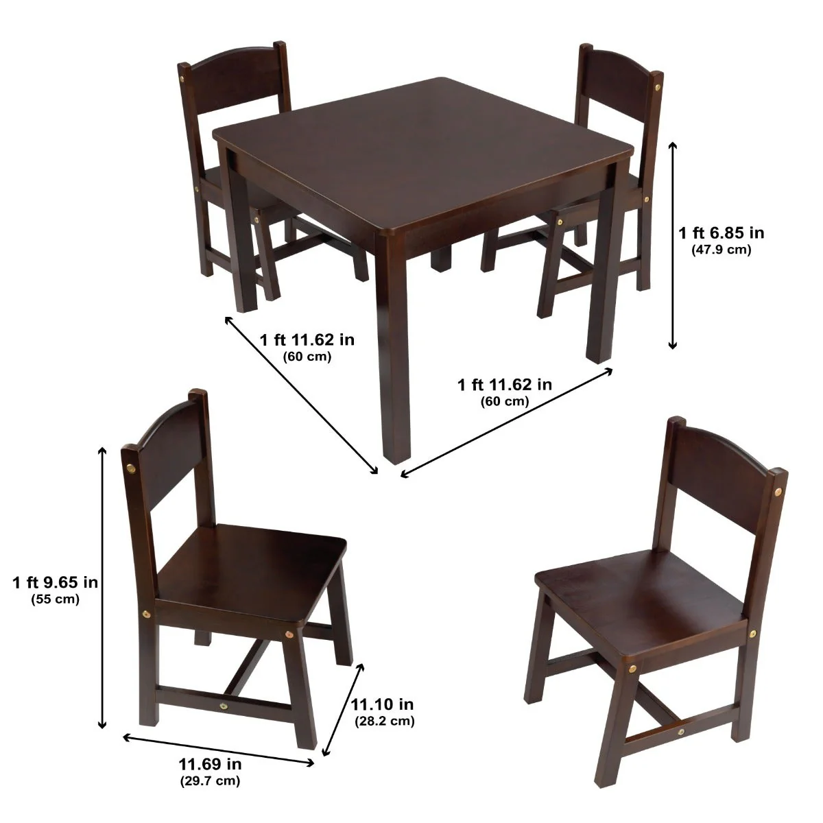 Farmhouse Table & 4 Chair Set - Espresso - Image 7