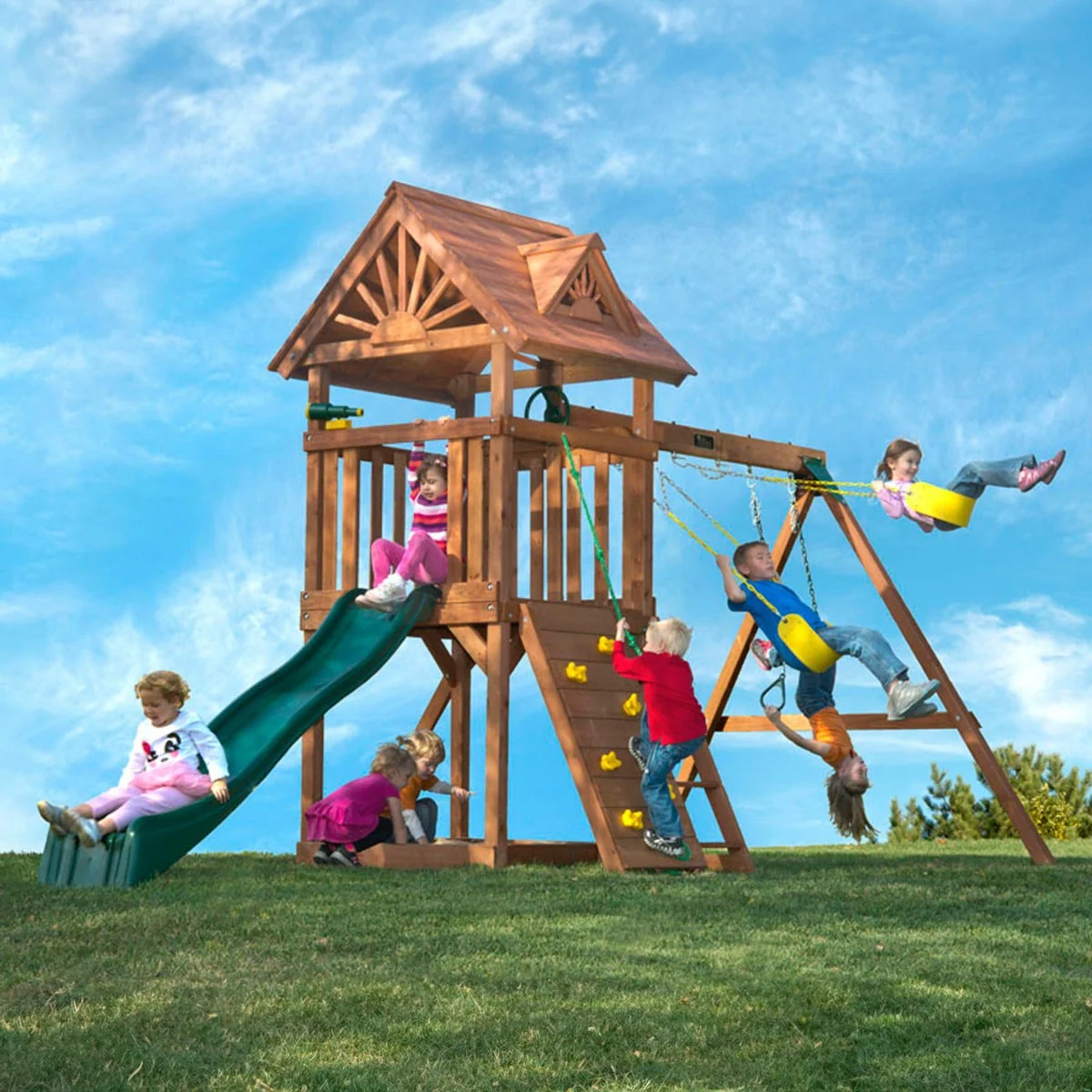 High Flyer Deluxe Wooden Swing Set by Swing-N-Slide - Installation Available (Assembly) - Image 11