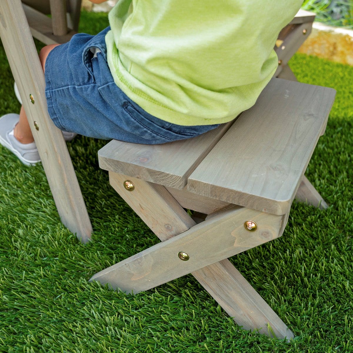 Octagon Table, Stools & Umbrella Set - Barnwood Gray & Navy - Image 5