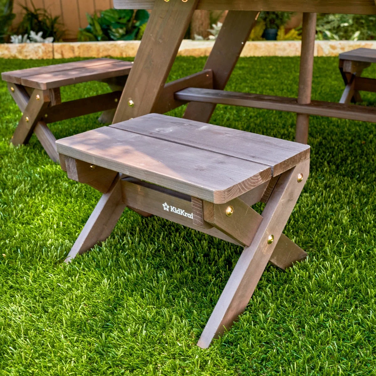 Octagon Table, Stools & Umbrella Set - Bear Brown & Beige - Image 12