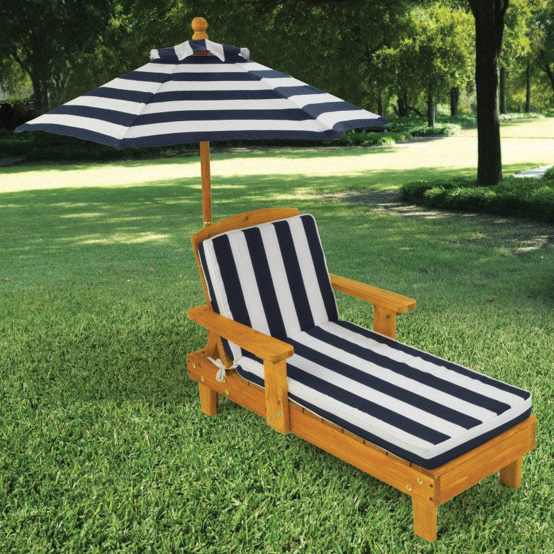 Outdoor Chaise with Umbrella - Navy