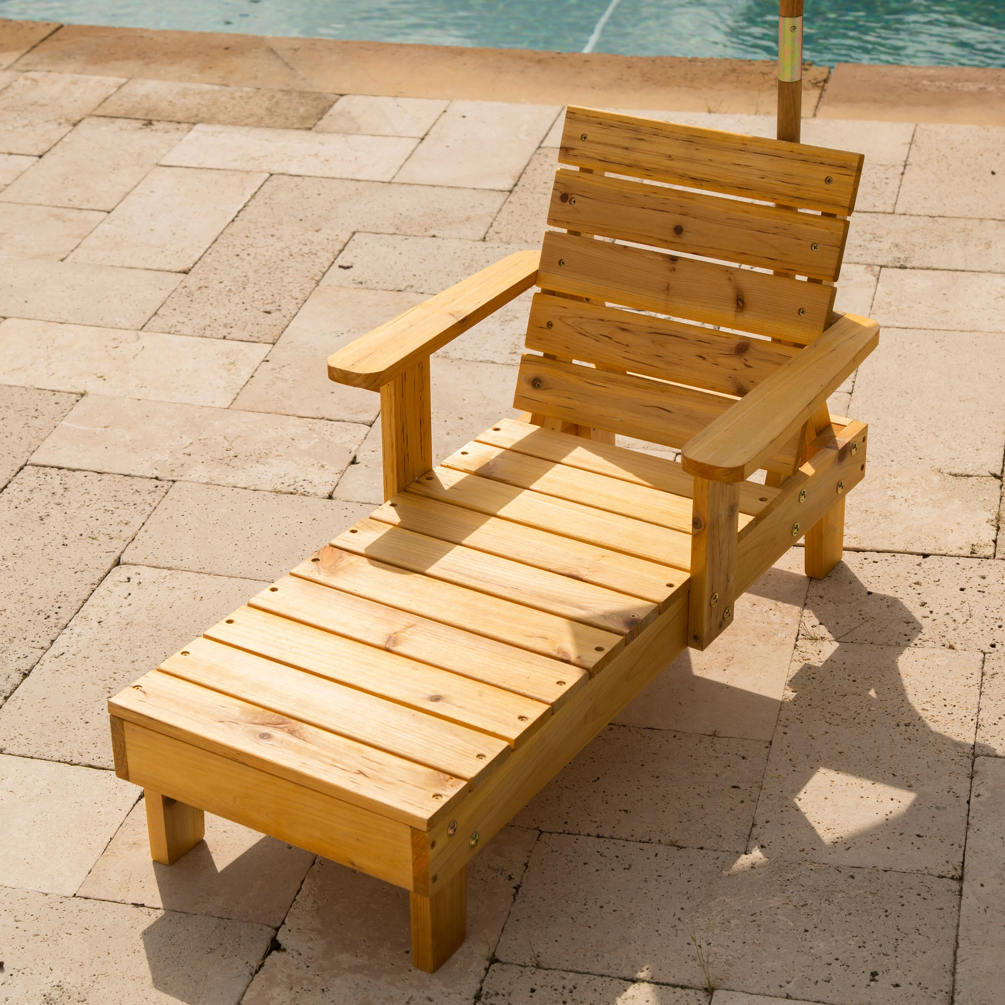 Outdoor Chaise with Umbrella - Navy - Image 8