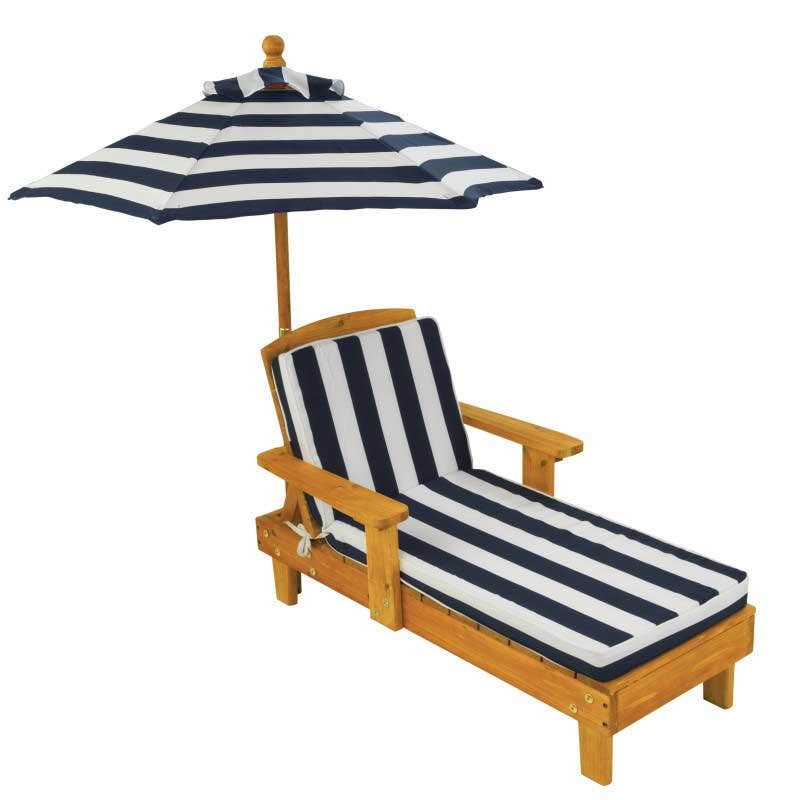 Outdoor Chaise with Umbrella - Navy - Image 9