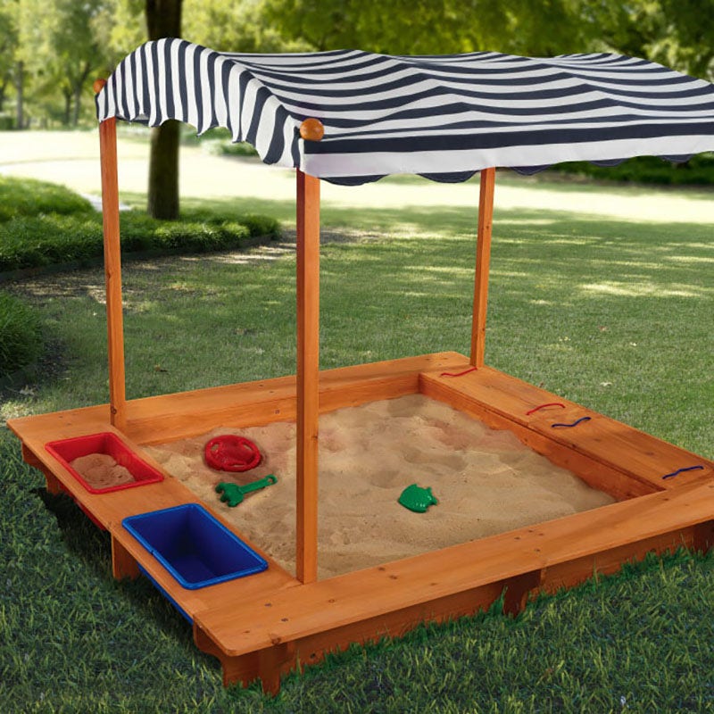 Outdoor Sandbox with Canopy - Navy & White - Image 3
