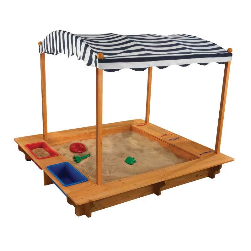 Outdoor Sandbox with Canopy - Navy & White - Image 6