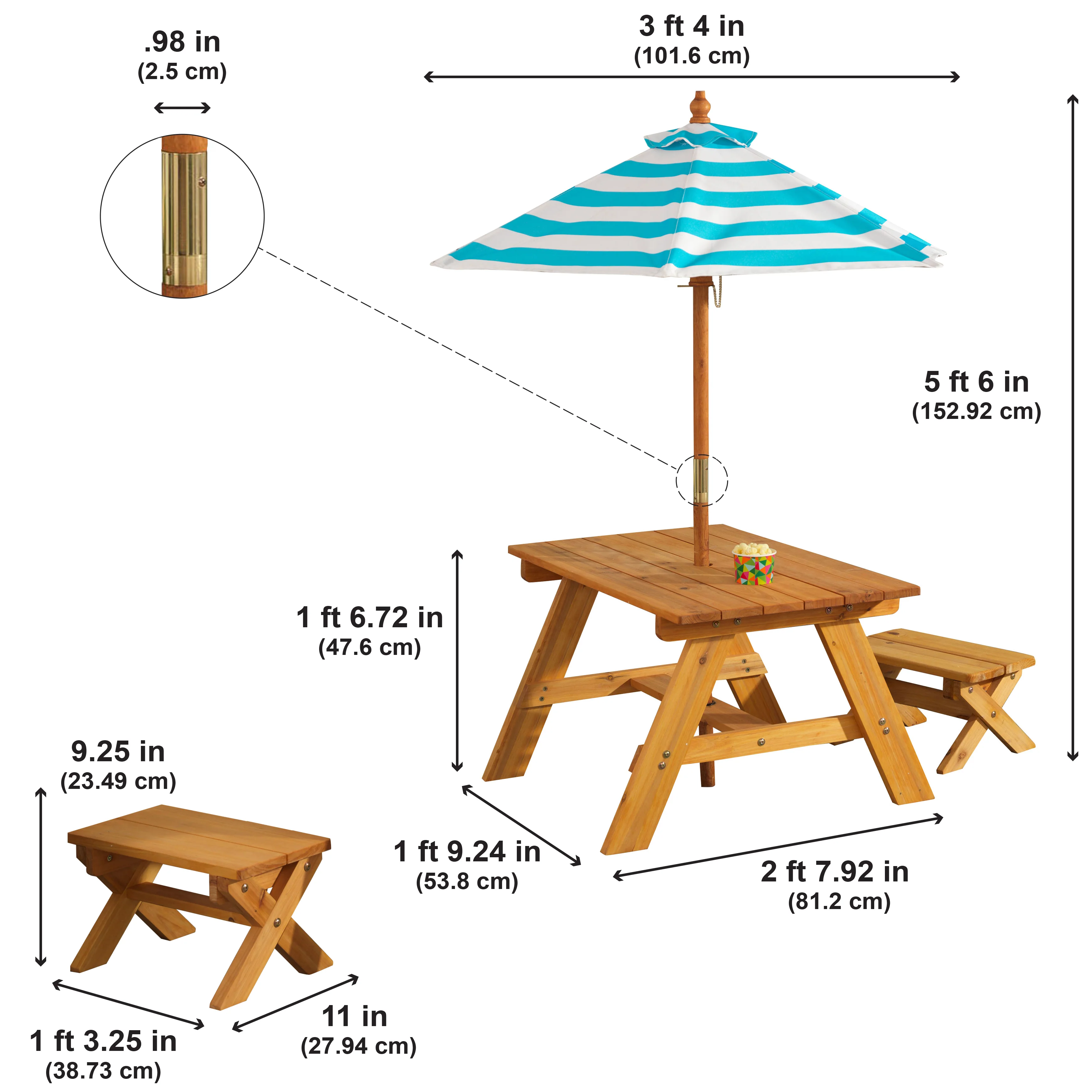 Outdoor Table with Benches & Umbrella - Image 3