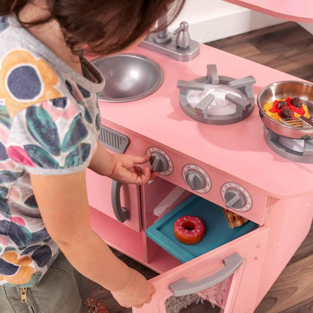 Vintage Play Kitchen - Pink with Stainless Steel Fixtures & Ice Maker - Image 7