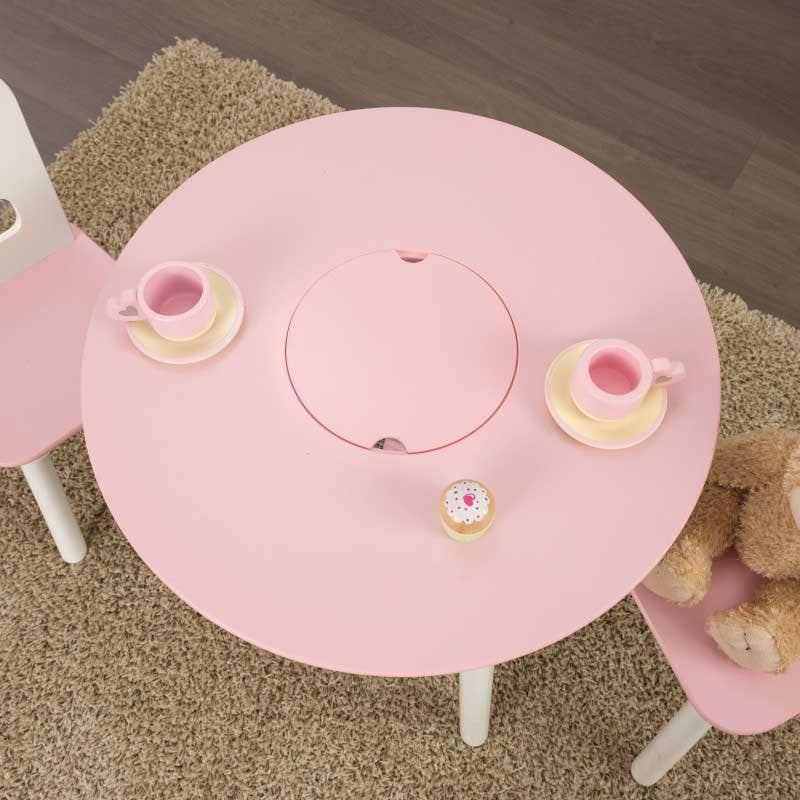 Round Storage Table & 2 Chair Set - Pink & White - Image 4