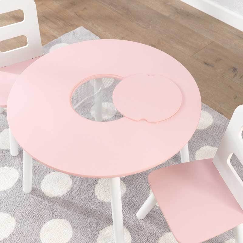 Round Storage Table & 2 Chair Set - Pink & White - Image 8