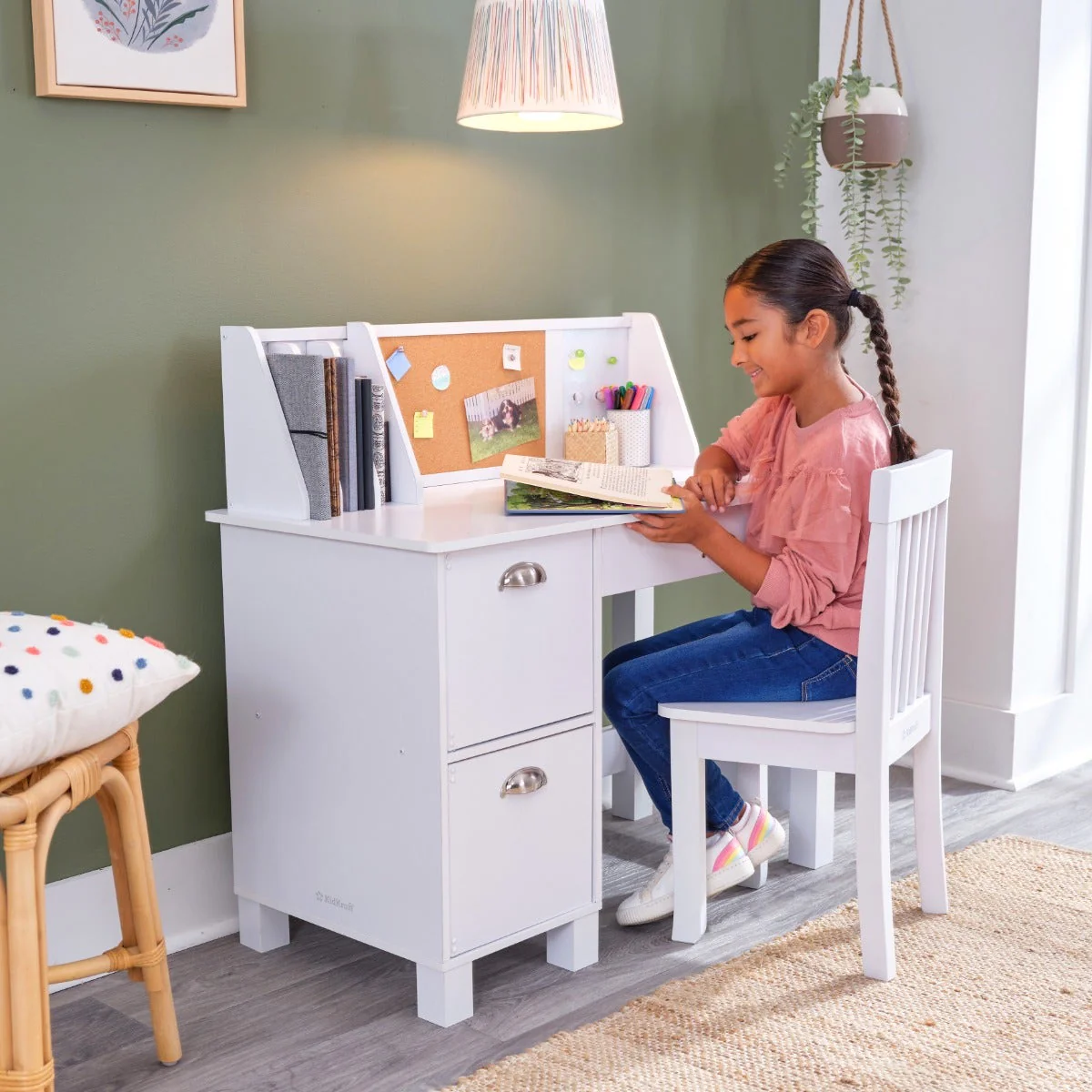 Study Desk with Chair - White - Image 12