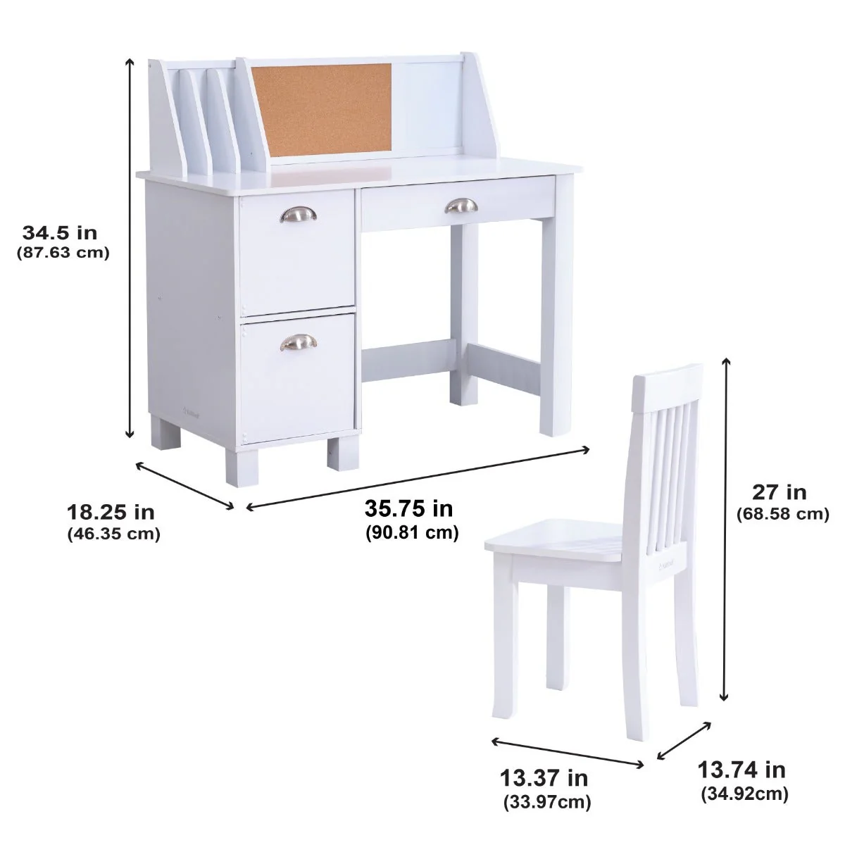 Study Desk with Chair - White - Image 13