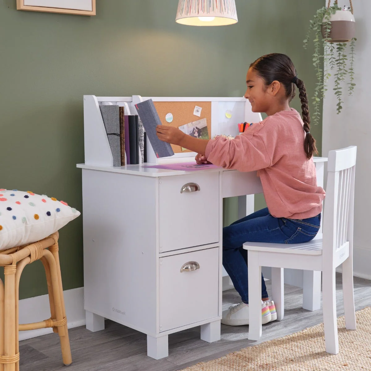 Study Desk with Chair - White - Image 5