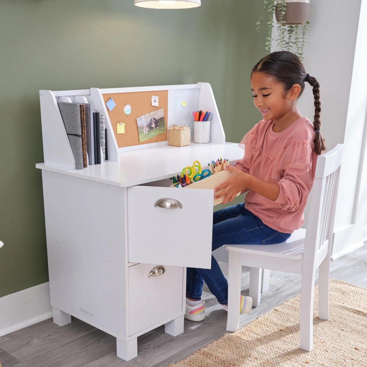 Study Desk with Chair - White - Image 9