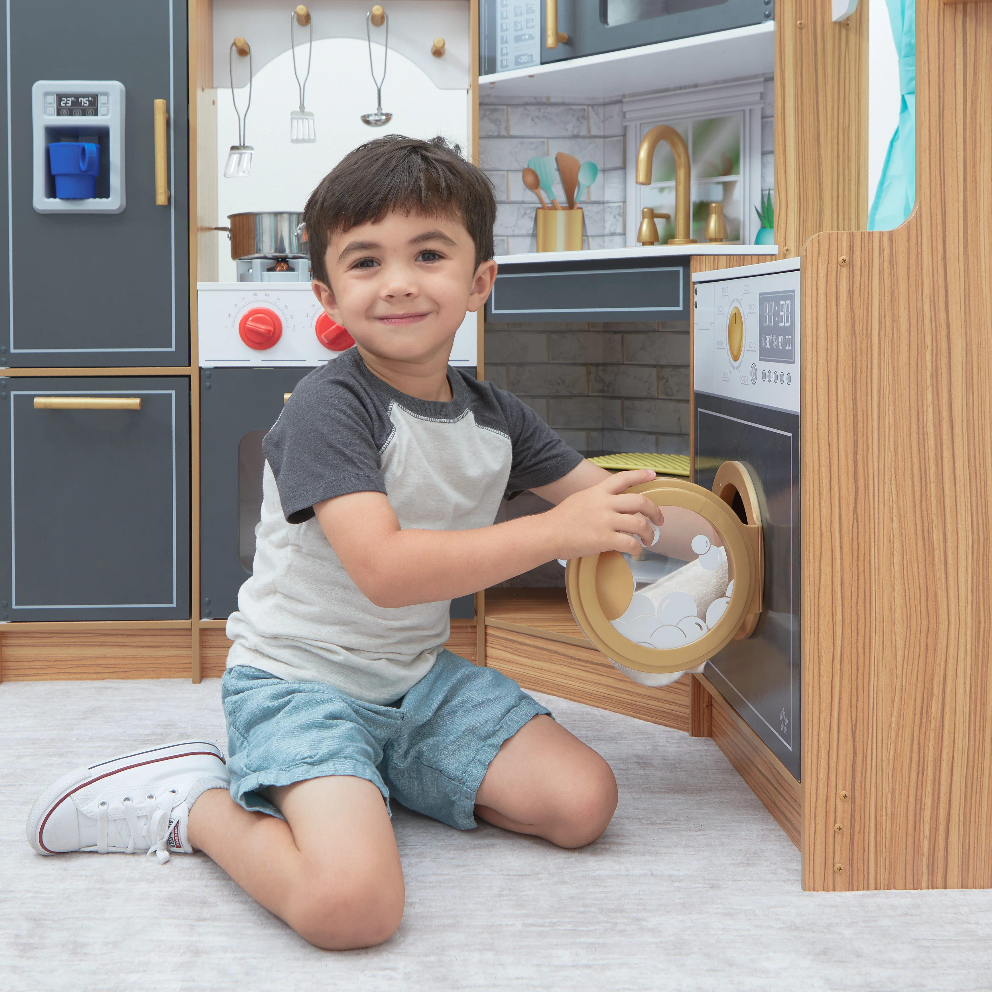Ultimate Corner Play Kitchen with Lights & Sounds - Natural - Image 11
