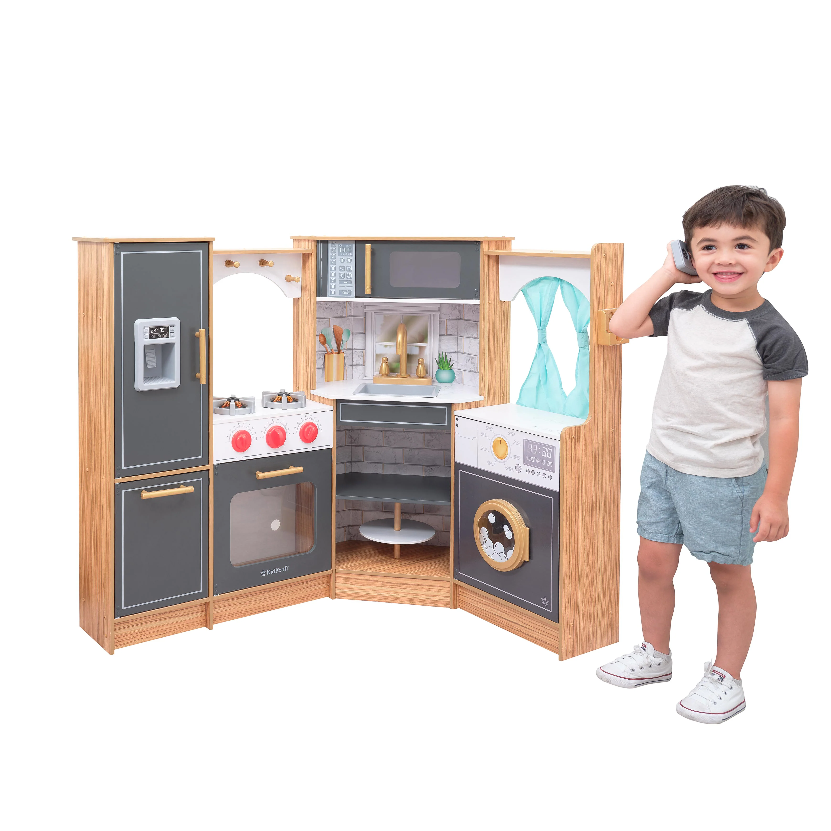 Ultimate Corner Play Kitchen with Lights & Sounds - Natural - Image 13
