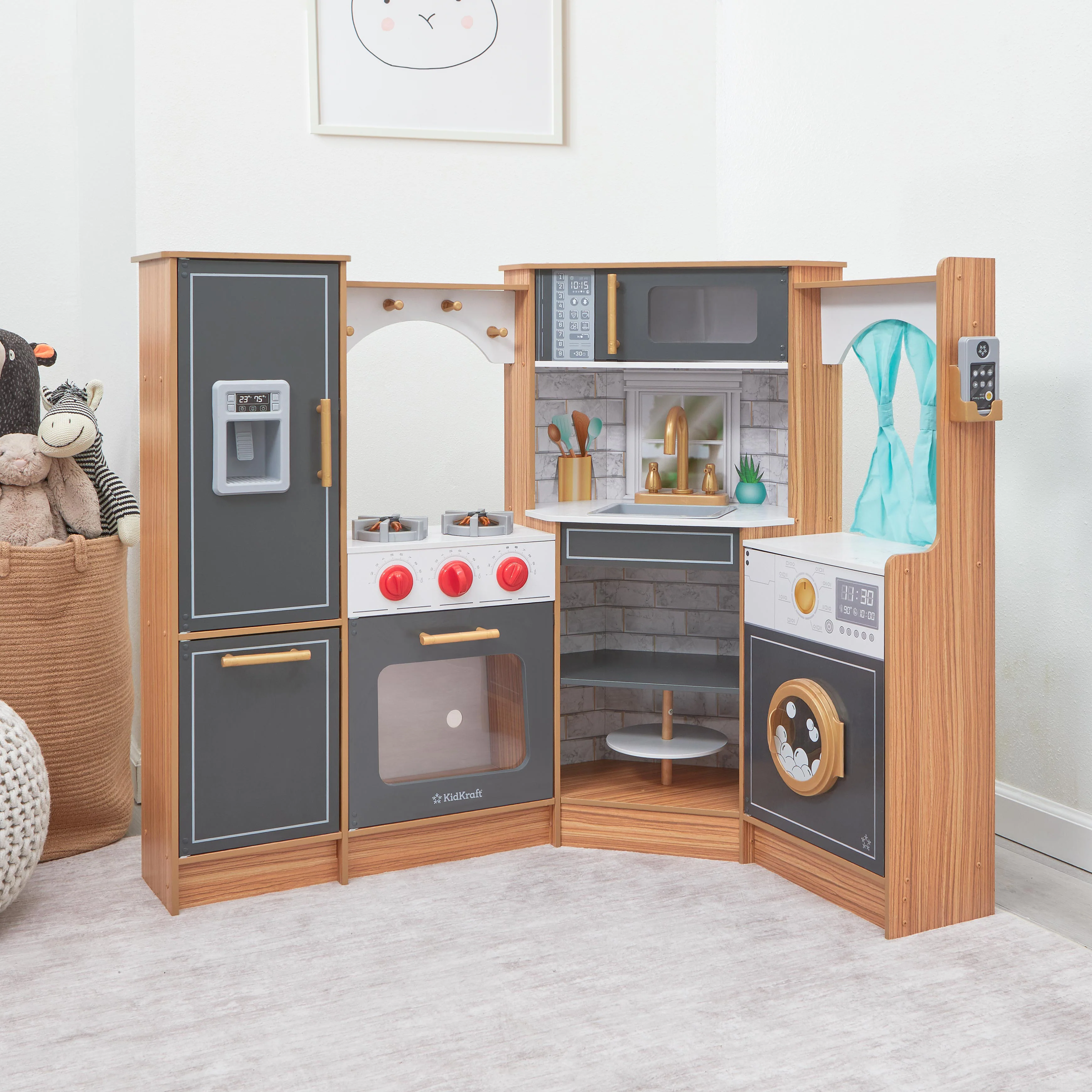 Ultimate Corner Play Kitchen with Lights & Sounds - Natural - Image 3