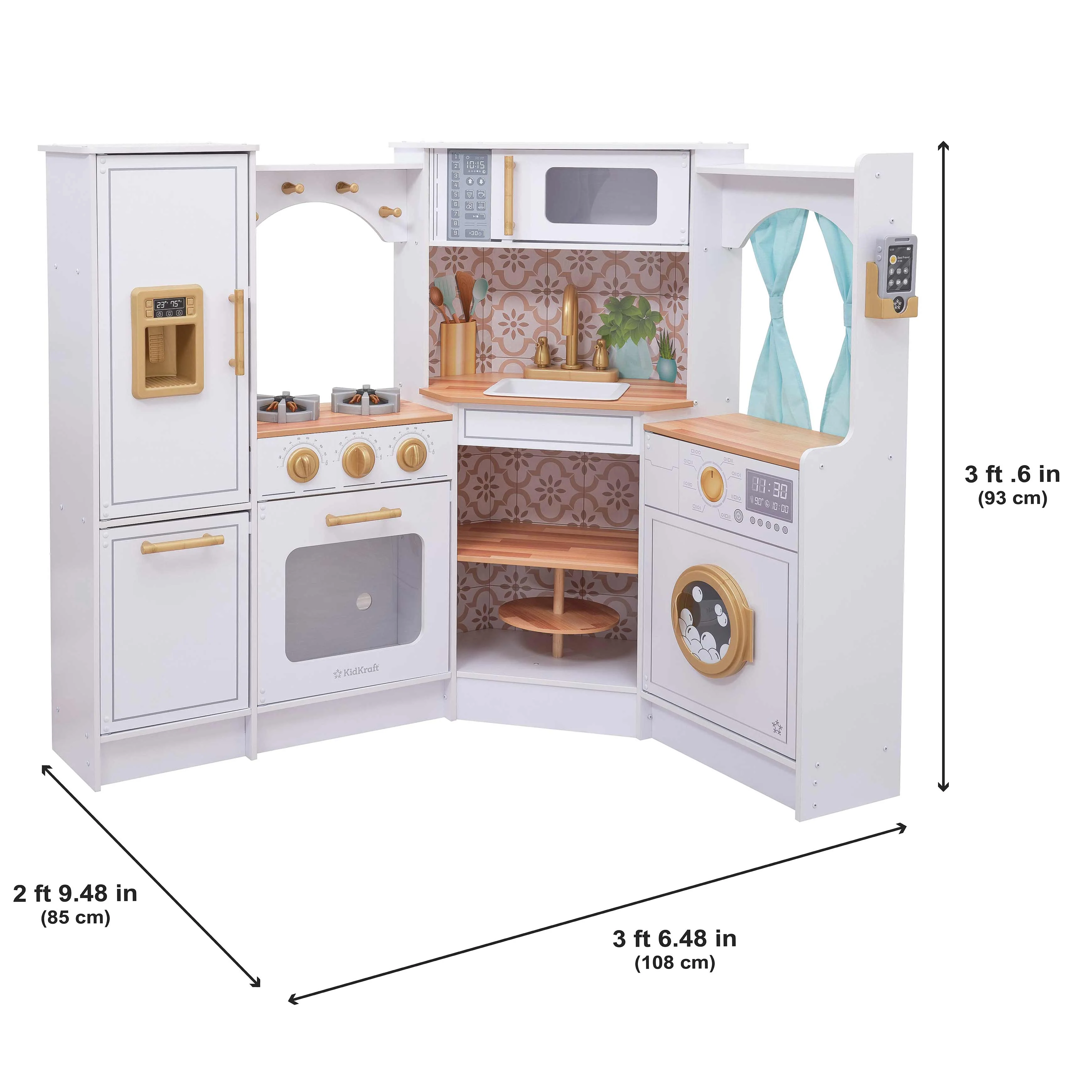 Ultimate Corner Wooden Play Kitchen with Lights & Sounds - Image 13