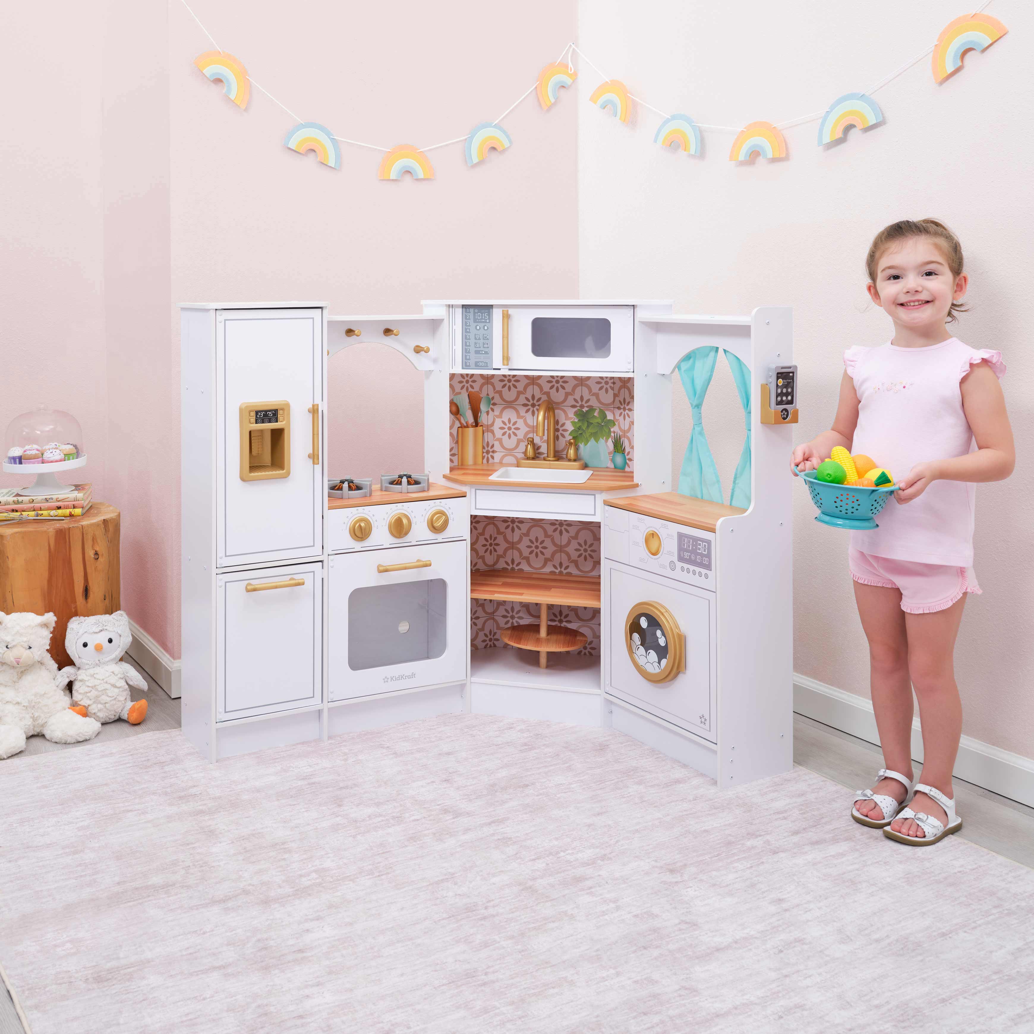 Ultimate Corner Wooden Play Kitchen with Lights & Sounds - Image 3