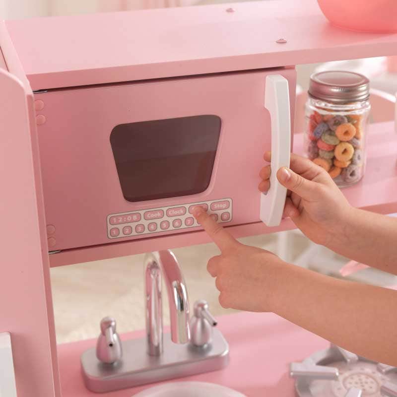 Vintage Play Kitchen - Pink with White Fixtures - Image 5