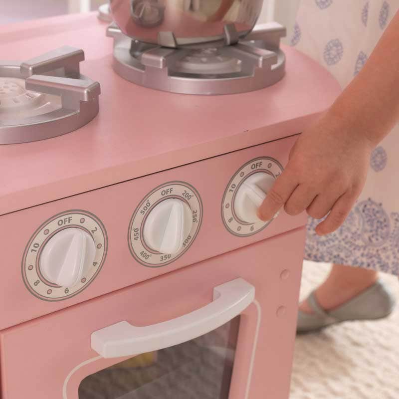 Vintage Play Kitchen - Pink with White Fixtures - Image 6