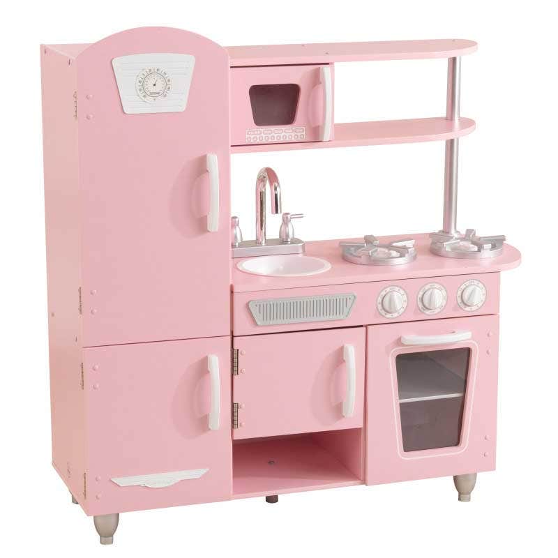 Vintage Play Kitchen - Pink with White Fixtures - Image 8