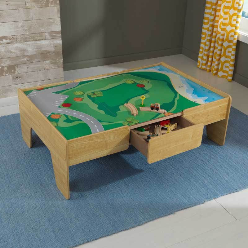 Wooden Train Table - Natural - Image 6